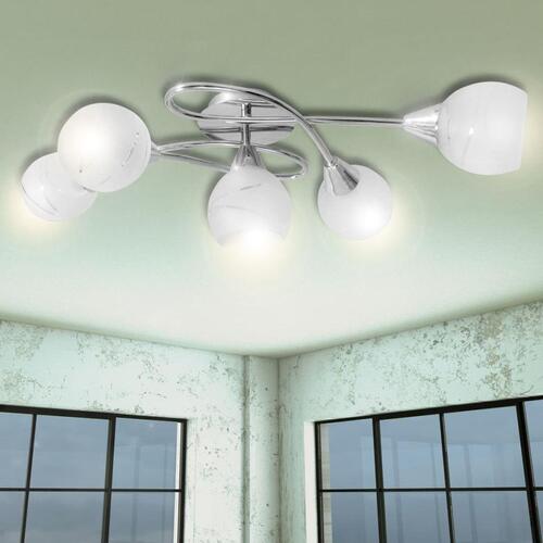 Loftslampe m. glasskærme 5 E14 pærer