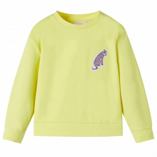Sweatshirt til børn - str. 104, gul, med leopardmotiv