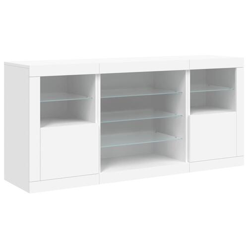 Skænk med LED-lys 142,5x37x67 cm hvid