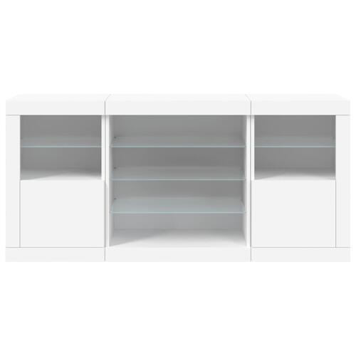 Skænk med LED-lys 142,5x37x67 cm hvid