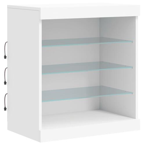 Skænk med LED-lys 142,5x37x67 cm hvid
