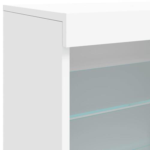 Skænk med LED-lys 142,5x37x67 cm hvid