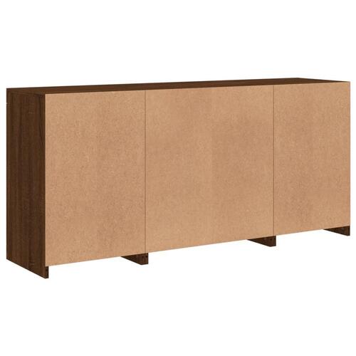 Skænk med LED-lys 142,5x37x67 cm brun egetræsfarve