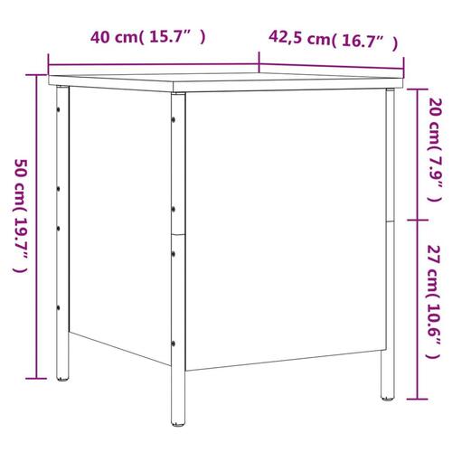 Opbevaringsbænk 40x42,5x50 cm konstrueret træ røget egetræ