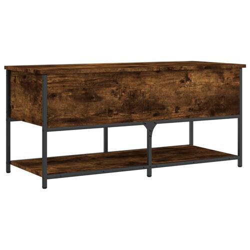 Opbevaringsbænk 100x42,5x47 cm konstrueret træ røget egetræ