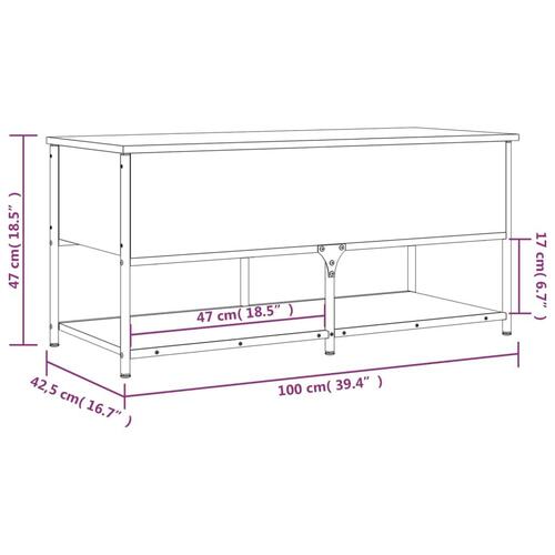 Opbevaringsbænk 100x42,5x47 cm konstrueret træ røget egetræ