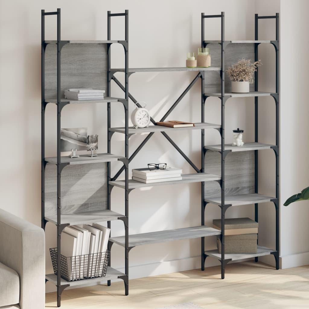 Bogreol 155,5x24x166,5 cm konstrueret træ grå sonoma-eg