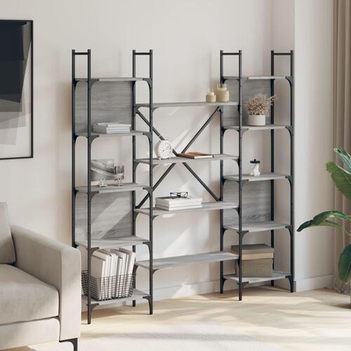 Bogreol 155,5x24x166,5 cm konstrueret træ grå sonoma-eg