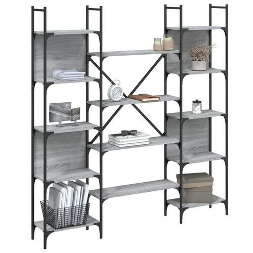 Bogreol 155,5x24x166,5 cm konstrueret træ grå sonoma-eg