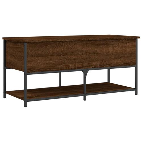Opbevaringsbænk 100x42,5x47 cm konstrueret træ brunt egetræ