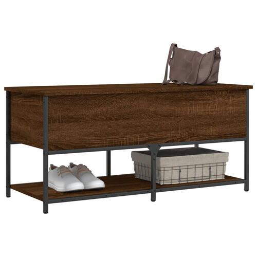 Opbevaringsbænk 100x42,5x47 cm konstrueret træ brunt egetræ