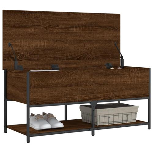 Opbevaringsbænk 100x42,5x47 cm konstrueret træ brunt egetræ