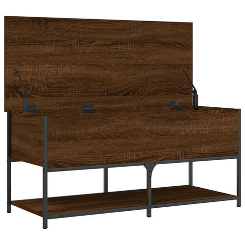 Opbevaringsbænk 100x42,5x47 cm konstrueret træ brunt egetræ