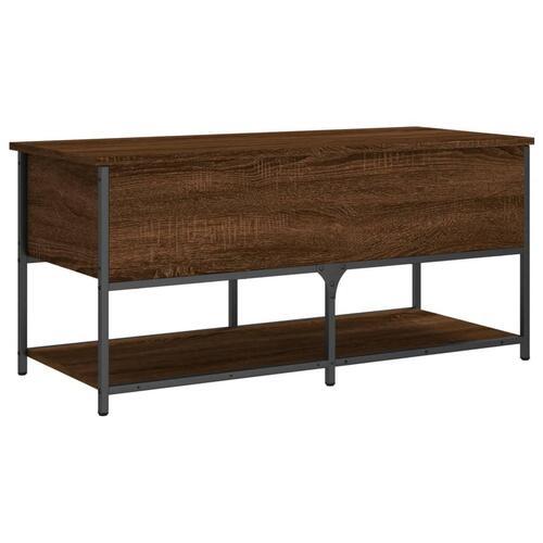 Opbevaringsbænk 100x42,5x47 cm konstrueret træ brunt egetræ