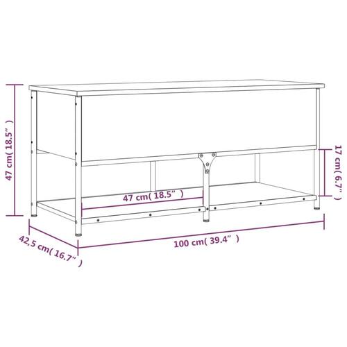 Opbevaringsbænk 100x42,5x47 cm konstrueret træ brunt egetræ