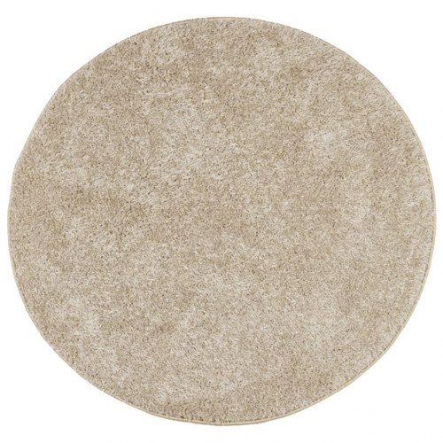 Gulvtæppe ISTAN Ø 100 cm lang luv skinnende look beige