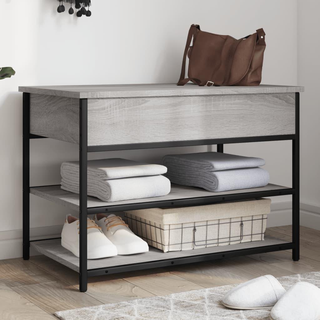 Skobænk 70x42,5x50 cm konstrueret træ grå sonoma-eg