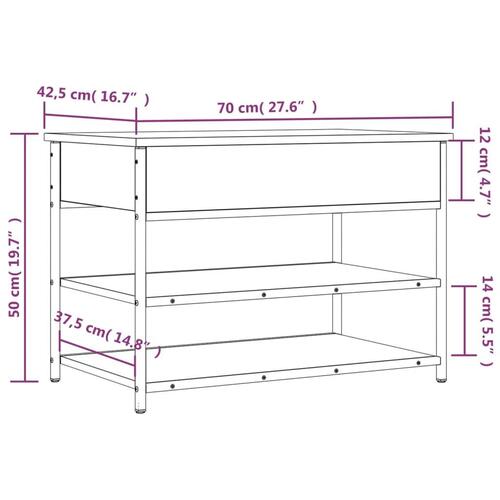 Skobænk 70x42,5x50 cm konstrueret træ grå sonoma-eg