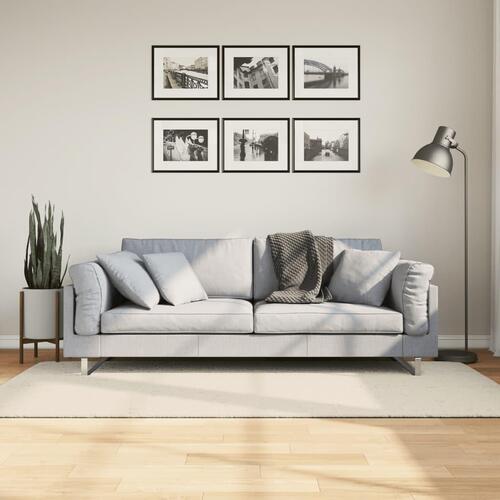 Gulvtæppe ISTAN 100x200 cm lang luv skinnende look cremefarvet