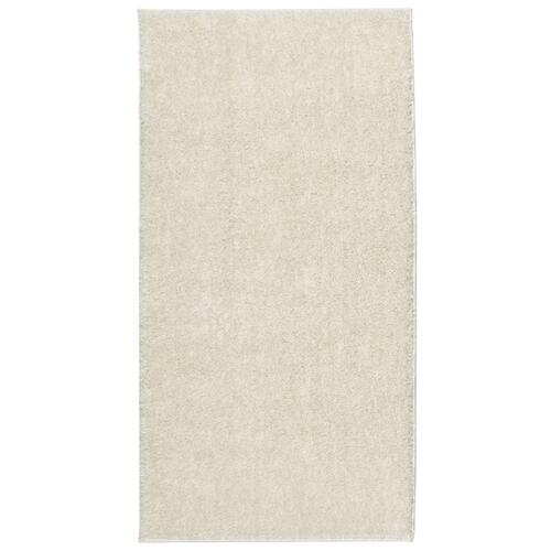 Gulvtæppe ISTAN 100x200 cm lang luv skinnende look cremefarvet