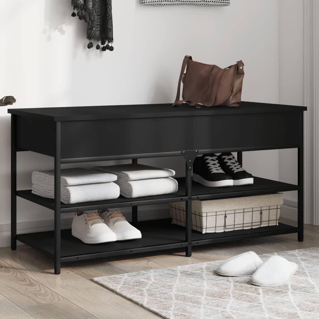 Skobænk 100x42,5x50 cm konstrueret træ sort