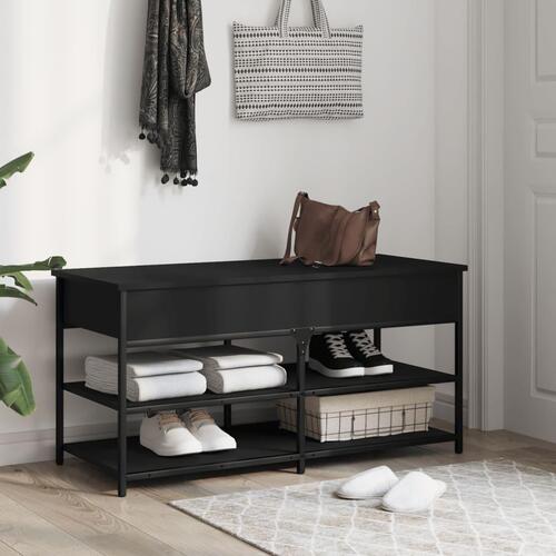 Skobænk 100x42,5x50 cm konstrueret træ sort
