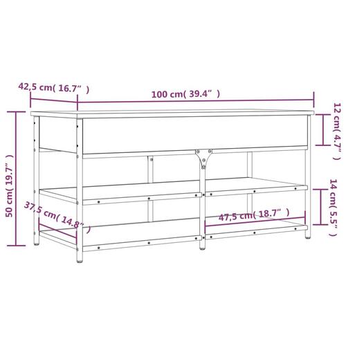 Skobænk 100x42,5x50 cm konstrueret træ sort