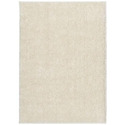 Gulvtæppe ISTAN 240x340 cm lang luv skinnende look cremefarvet