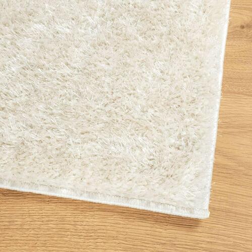 Gulvtæppe ISTAN 240x340 cm lang luv skinnende look cremefarvet