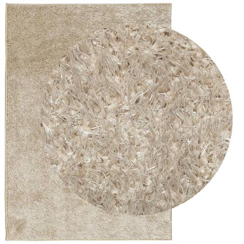 Gulvtæppe ISTAN 160x230 cm lang luv skinnende look beige