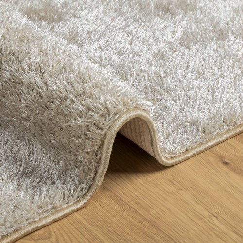 Gulvtæppe ISTAN 240x340 cm lang luv skinnende look beige