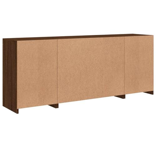 Skænk med LED-lys 163x37x67cm brun egetræsfarve