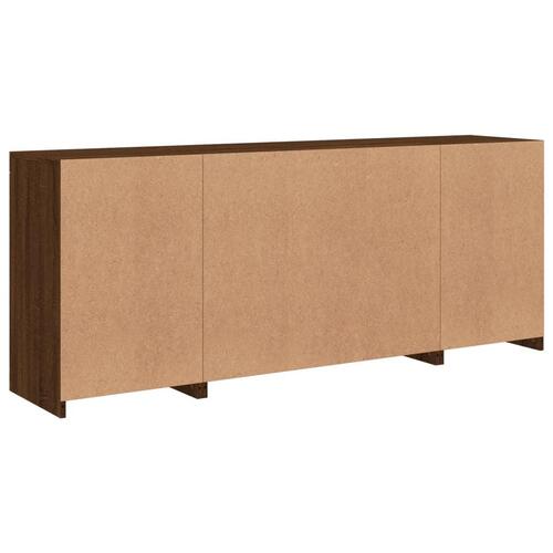Skænk med LED-lys 163x37x67cm brun egetræsfarve