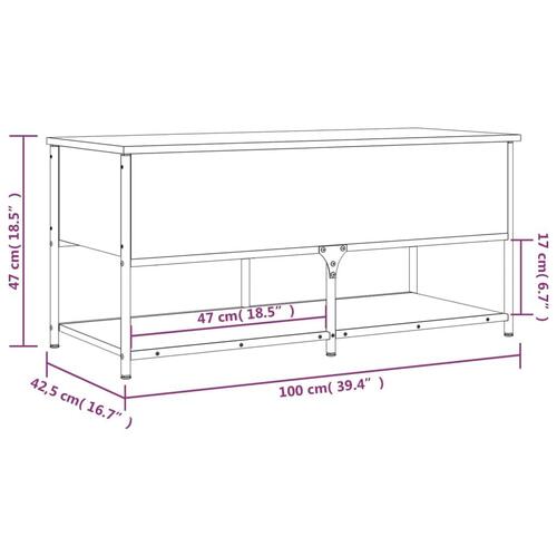 Opbevaringsbænk 100x42,5x47 cm konstrueret træ grå sonoma-eg