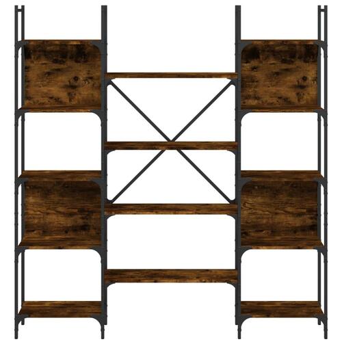Bogreol 155,5x24x166,5 cm konstrueret træ røget egetræsfarve