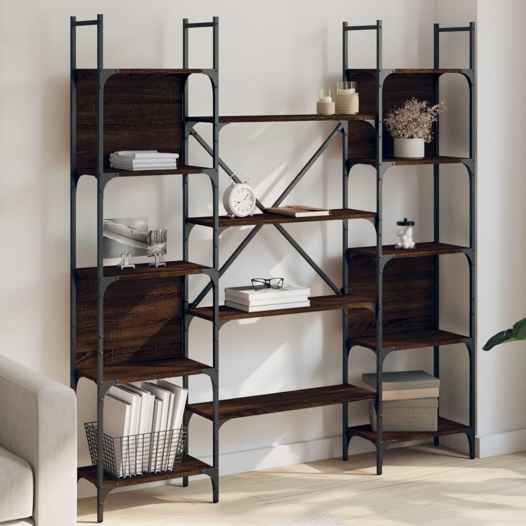 Bogreol 155,5x24x166,5 cm konstrueret træ brun egetræsfarve