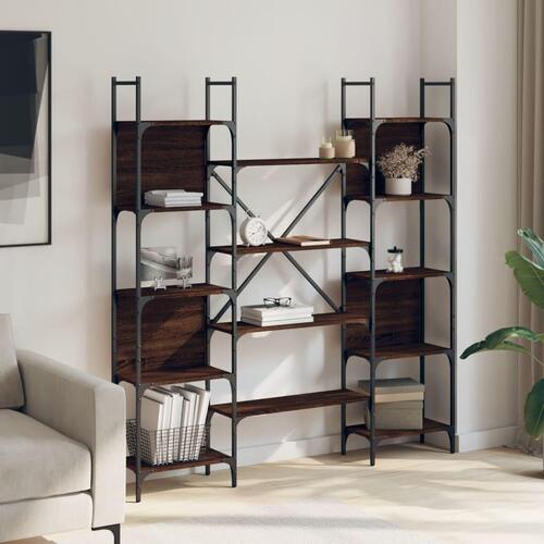 Bogreol 155,5x24x166,5 cm konstrueret træ brun egetræsfarve