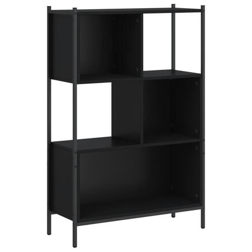 Bogreol 72x28x109 cm konstrueret træ sort