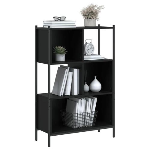 Bogreol 72x28x109 cm konstrueret træ sort