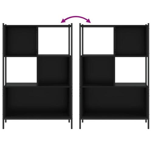Bogreol 72x28x109 cm konstrueret træ sort
