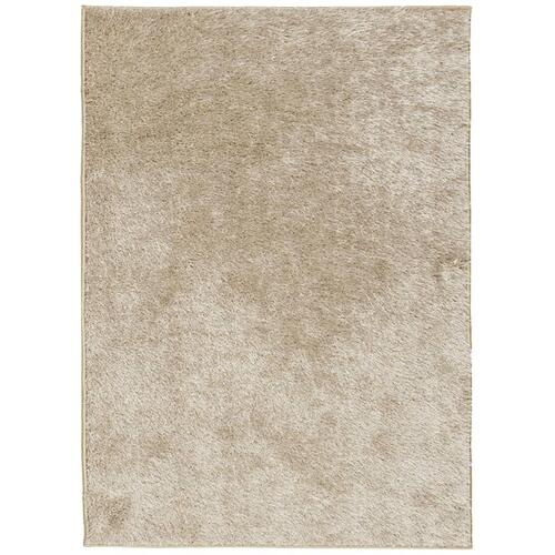 Gulvtæppe ISTAN 200x280 cm lang luv skinnende look beige