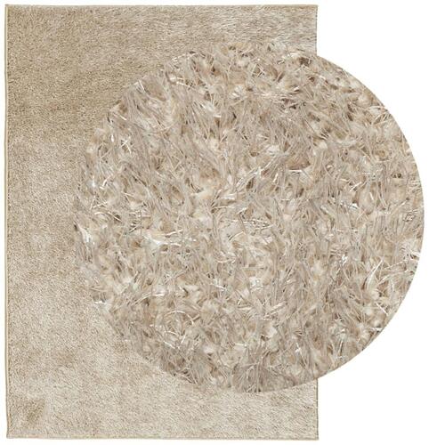 Gulvtæppe ISTAN 200x280 cm lang luv skinnende look beige