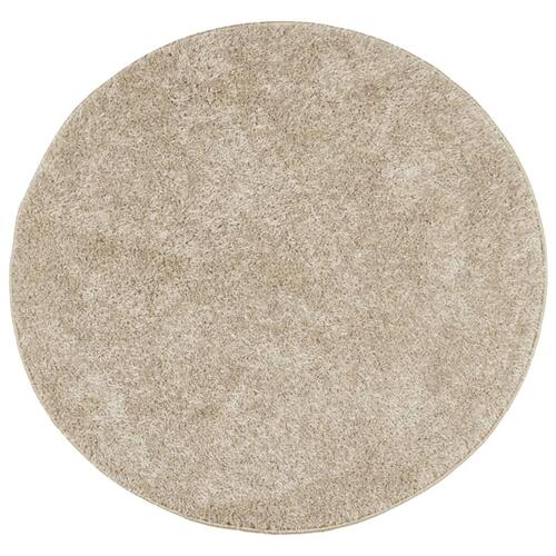 Gulvtæppe ISTAN Ø 80 cm lang luv skinnende look beige