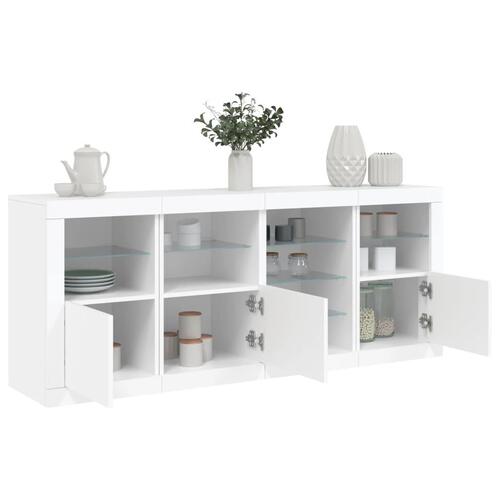 Skænk med LED-lys 164x37x67 cm hvid
