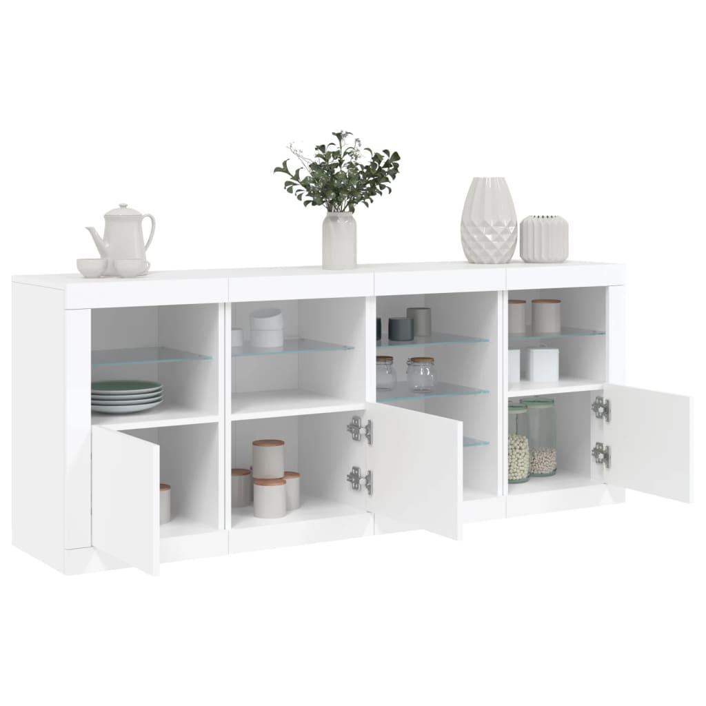 Skænk med LED-lys 164x37x67 cm hvid