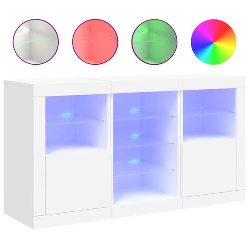 Skænk med LED-lys 123x37x67 cm hvid
