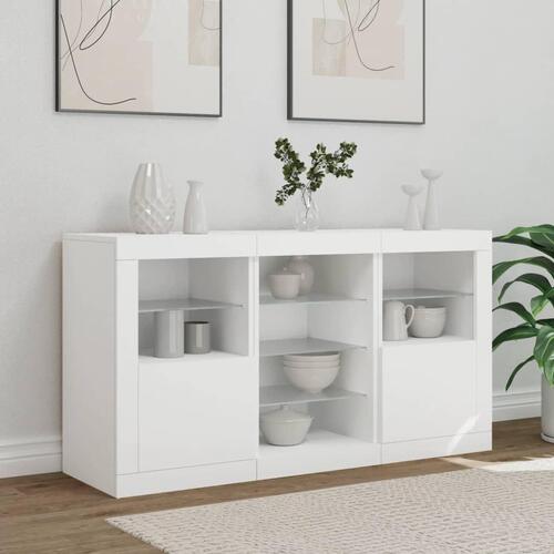 Skænk med LED-lys 123x37x67 cm hvid
