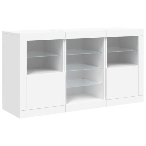 Skænk med LED-lys 123x37x67 cm hvid