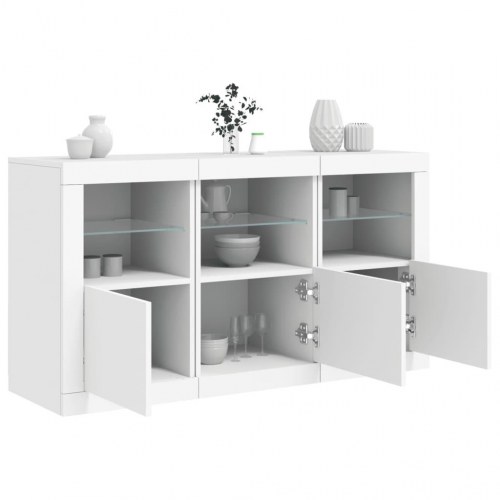 Skænk med LED-lys 123×37×67 cm - hvid