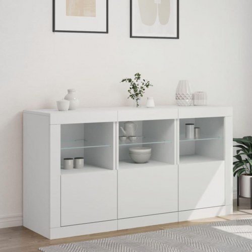 Skænk med LED-lys 123×37×67 cm - hvid
